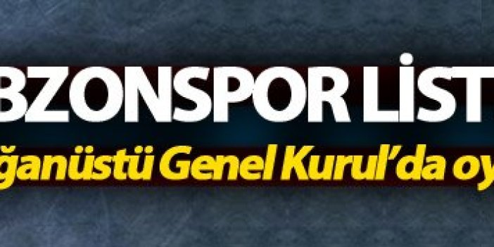 Trabzonspor Listeyi açıkladı: İşte o kullanacakların listesi