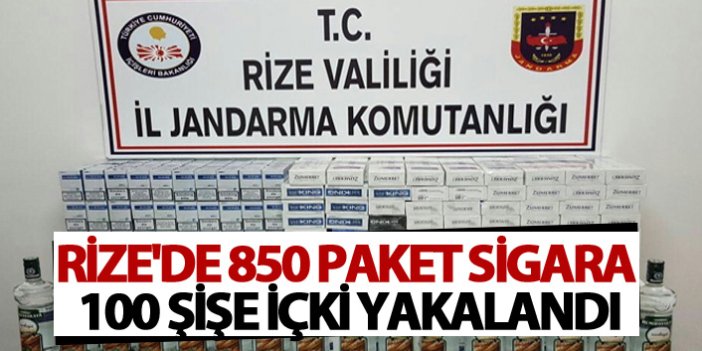 Rize'de 850 Paket sigara ile 100 şişe içki yakalandı