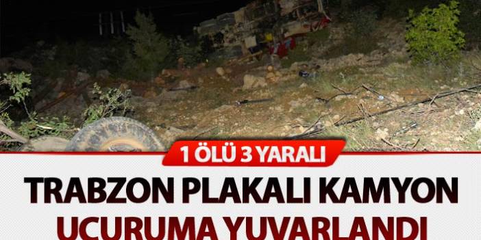 Trabzon plakalı kamyon uçuruma yuvarlandı: 1 Ölü 3 Yaralı