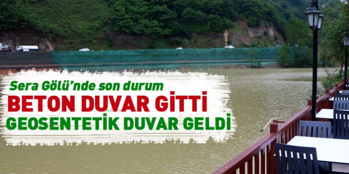 Trabzon'da beton duvarı yıkılan Sera Gölü kıyısı yeşilleniyor