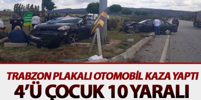 Trabzon plakalı araç kaza yaptı - 4'ü çocuk 10 yaralı