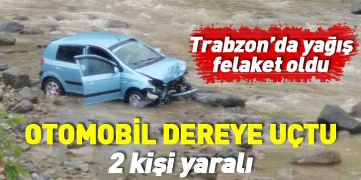 Trabzon'da kaza! Otomobil dereye uçtu