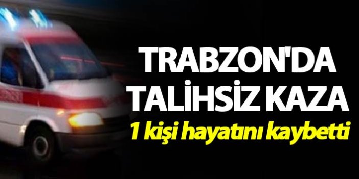 Trabzon'da talihsiz kaza: 1 kişi hayatını kaybetti