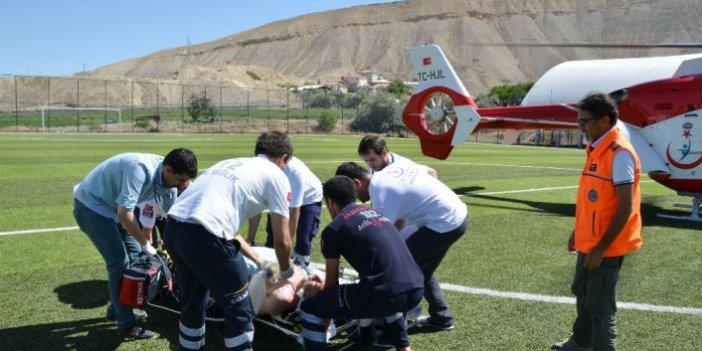 Kalp krizi geçirdi imdadına helikopter ambulans yetişti