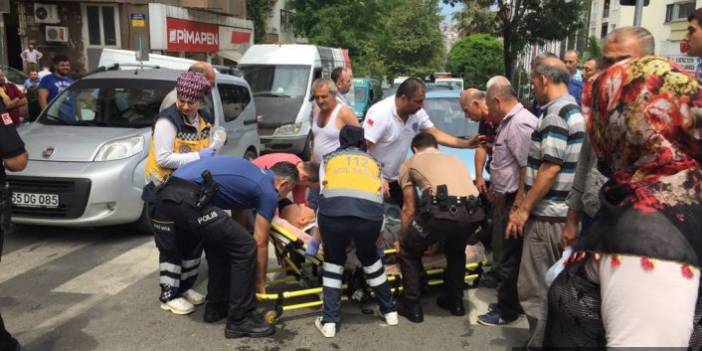Samsun İlkadım'da otomobil yayaya çarptı,2 yaralı. 28 Temmuz 2018