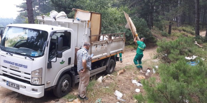 Osmangazi Belediyesi'nden dağ yolunda temizlik