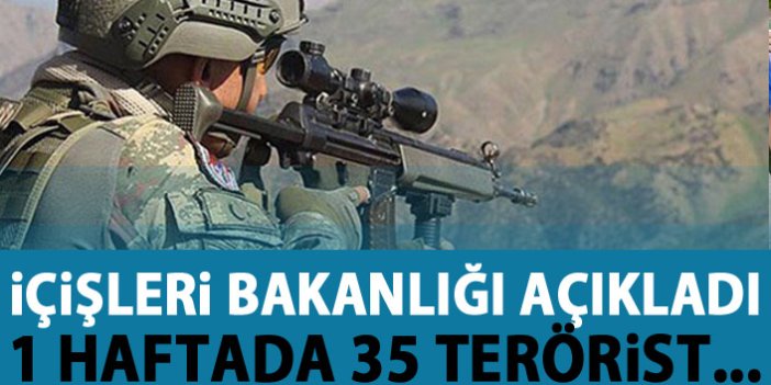 İçişleri Bakanlığı açıkladı: 1 Haftada 35 terörist!