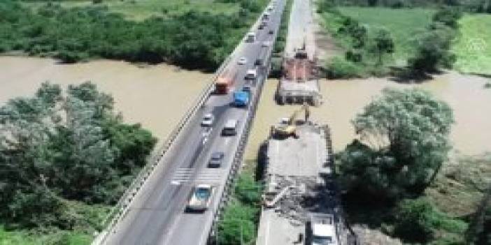 Ordu'da Cevizdere köprüsünün Trabzon yönünde çalışma
