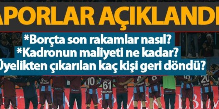 Trabzonspor'un borcu ne kadar, üyeliğe kaç kişi döndü? İşte rapor