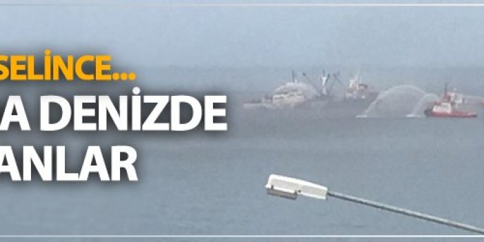 Trabzon'da gemiden dumanlar yükseldi