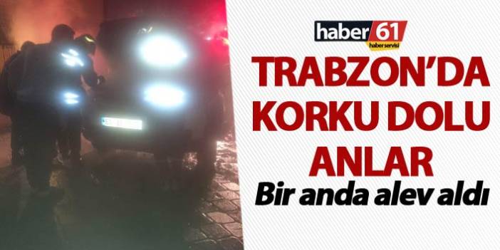 Trabzon'da hareket halindeki araç motor kısmından bir anda alev aldı