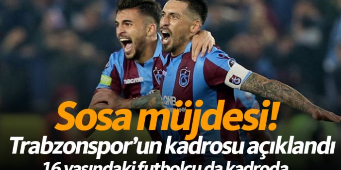 Trabzonspor'un kadrosu açıklandı! Sosa, Uğurcan ve Novak...