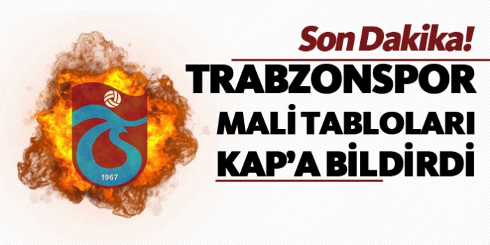 Trabzonspor mali tabloları KAP'a bildirdi