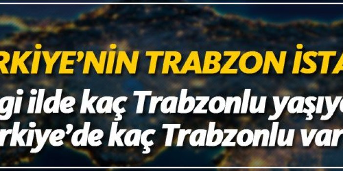 Türkiye'de hangi ilde kaç Trabzonlu var?