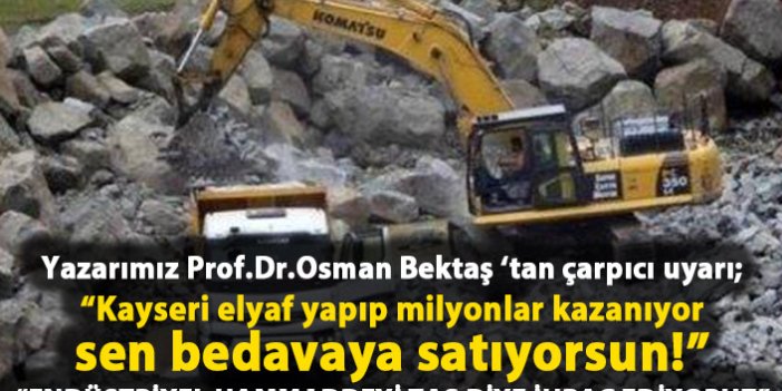 Yazarımız Prof.Dr.Osman Bektaş ‘tan çarpıcı uyarı; Bedavaya satıyorsun!