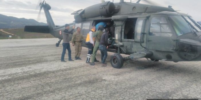 9 aylık bebeğin imdadına askeri helikopter yetişti