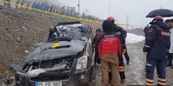 Rize Erzurum karayolunda kaza. Elektrik direğine Çarptı 1 ölü