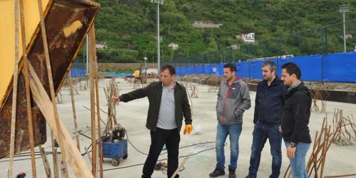 TSYD Trabzon Şubesi, tribün inşaatını inceledi