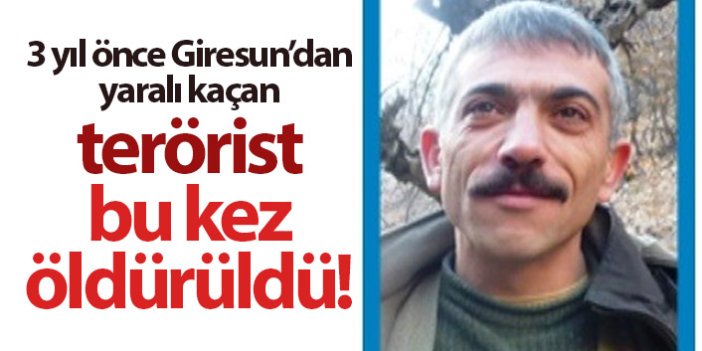 Giresun'dan 3 yıl önce yaralı kaçan terörist bu kez öldürüldü!