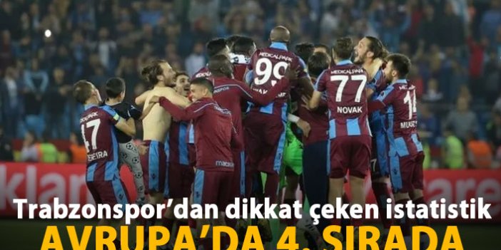 Trabzonspor bu istatistikte Avrupa'da 4. sırada