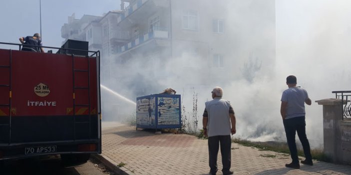 Karaman’da boş arsada çıkan ot yangını itfaiye tarafından söndürüldü
