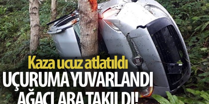 Trabzon'da trafik kazası! Uçuruma yuvarlandı!