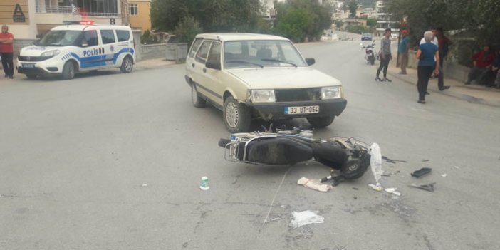 Mersin'de otomobil ile motosiklet çarpıştı