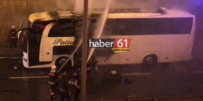 Trabzon'da otobüs yandı!