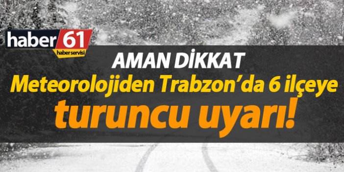 Trabzon’da 6 ilçe için turuncu uyarı verildi