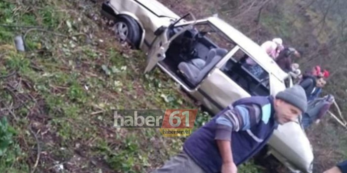 Trabzon’da araç şarampole yuvarlandı! Aynı aileden 4 yaralı!