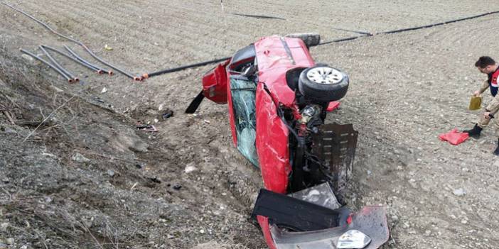 Amasya'da bir otomobil şarampole devrildi 27 Şubat 2020