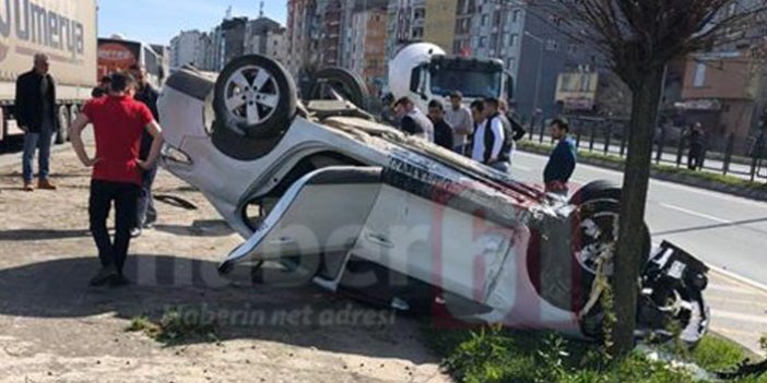 Trabzon’da otomobil takla attı