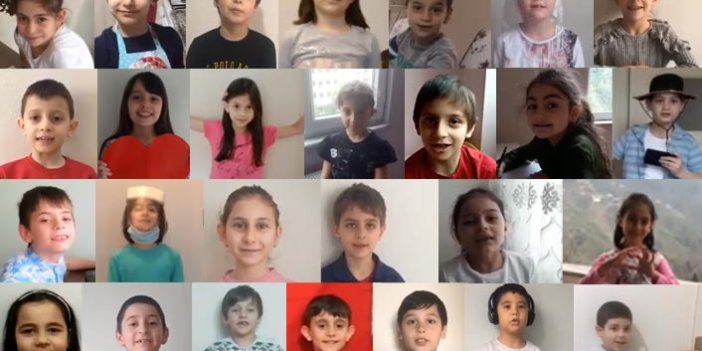 Rize’de Hasan Yılmaz İlkokulu öğrencilerinden evde kal çağrısı