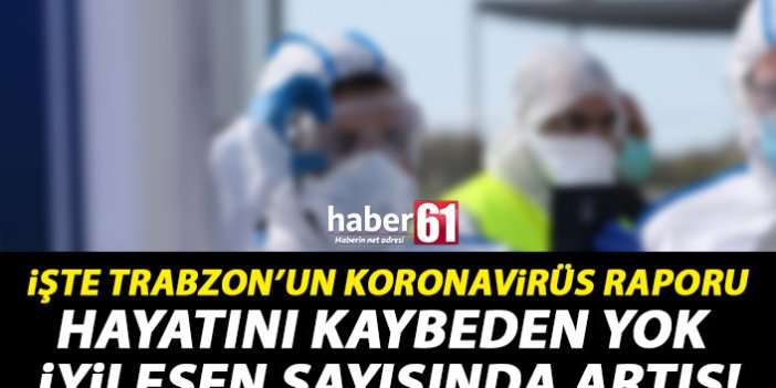 İşte Trabzon'un Koronavirüs raporu! Ölüm yok iyileşenler artıyor!