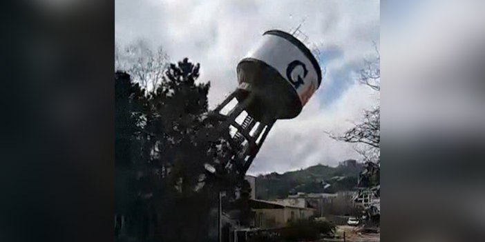 Giresun'da su kulesi kontrollü bir şekilde yıkıldı