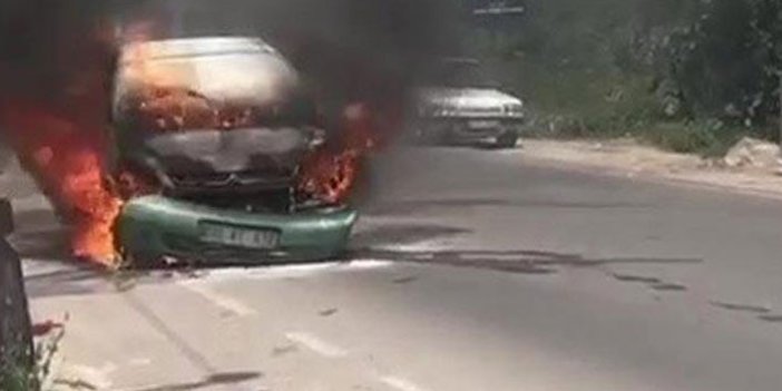 Park halindeki araç alev alev yandı!