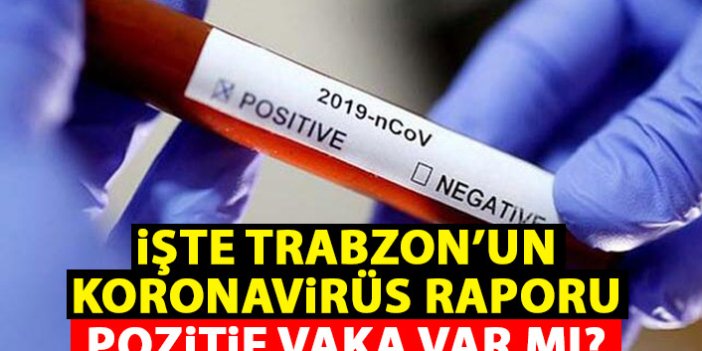 Trabzon'un koronavirüs raporu! Güzel haberler geliyor