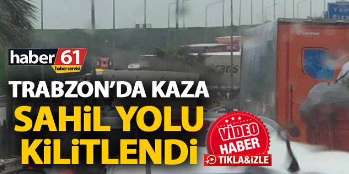 Trabzon’da tır yan döndü! Sahil yolu trafiğe kapandı