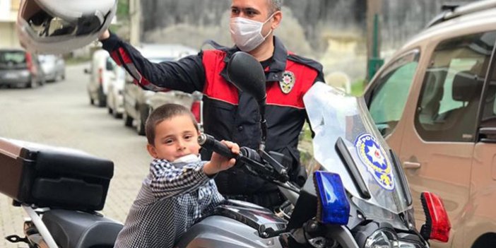 Trabzon'da 6 yaşındaki Miraç, polis sireni korkusunu böyle yendi
