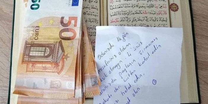 Kaldığı odada Kur'an-ı Kerim'in arasına 400 Euro bıraktı