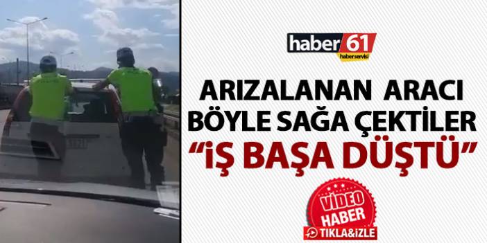 Trabzon’da polislerden yolda kalan araca yardım
