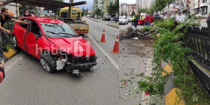 Trabzon'da kaza: Orta refüje çarpıp takla attı
