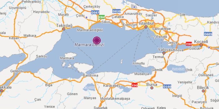 Marmara Denizinde deprem meydana geldi