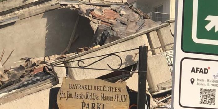 İzmir depreminde binanın yıkılışı kameralara yansıdı