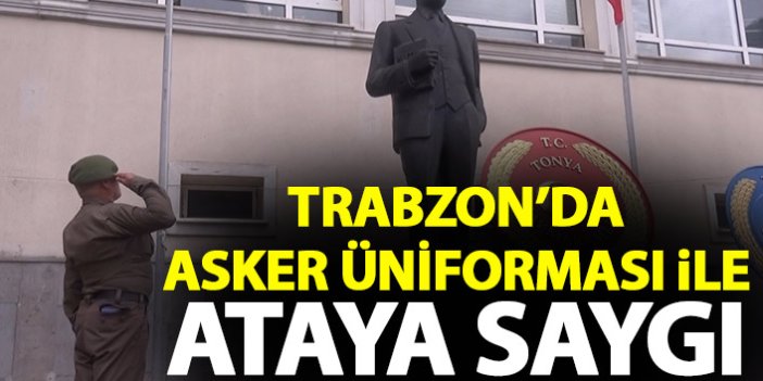 Trabzon'da asker üniformasıyla Ata’ya saygı