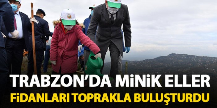 Trabzon'da Minik eller fidanları toprakla buluşturdu