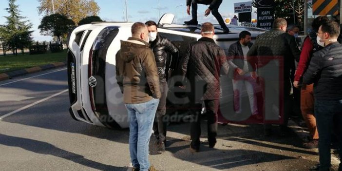 Trabzon’da minibüs devrildi! 1 yaralı