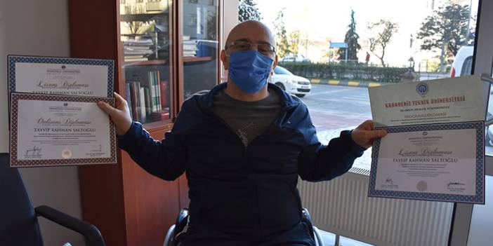 Trabzon bedensel engeline rağmen okuma aşkıyla hayata tutundu