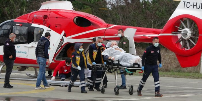 Beyni kanaması geçiren hastanın imdadına helikopterle yetişildi