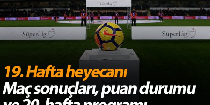 Süper Lig’de 19. Hafta puan durumu, Süper Lig 19. Hafta maç sonuçları, 20. Hafta maç programı